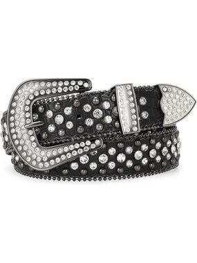 ⚡Women Rhinestone Belt Jeans Western Cowgirl Bling Studded Belt Grain Leather